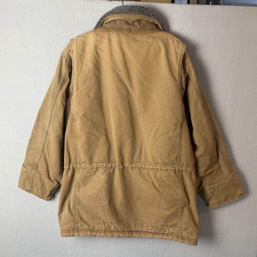 LL Bean Shearling Lined Chore Field Jacket Large? Brown Corduroy Trim Workwear - Picture 2 of 12